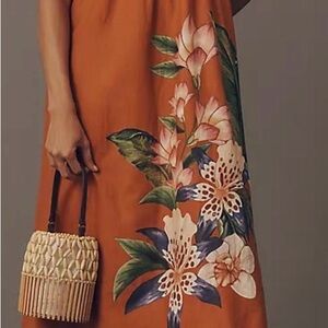 Anthropologie Rust Floral Maxi Dress